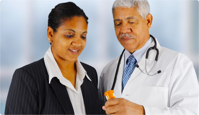 doctor giving a prescription medicine to the woman